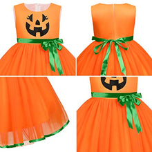 Load image into Gallery viewer, Toddler Kids Baby Girls Pumpkin Dress Halloween Christmas Fancy Dress up Costume Princess Pageant Birthday Party Tutu Tulle Skirt with Spider Bow Headband Outfit Set Orange Pumpkin 2PCS Outfit 6-12M
