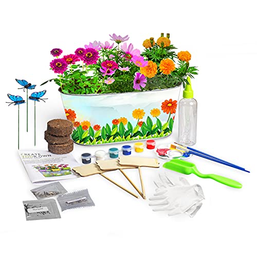 unuaST Kids Flower Planting Growing Kit - Kids Gardening Plant and Paint Arts Crafts Set All Ages Both Girls and Boys