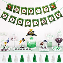 Load image into Gallery viewer, Football Birthday Party Decorations Supplies Soccer Party Supplies Include Football Birthday Banner Football Tablecloths Football Cupcake Toppers Football Hanging Swirls Balloons for Sports Birthday
