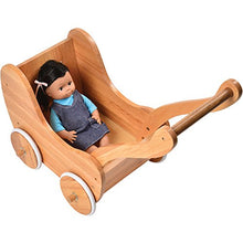 Load image into Gallery viewer, Constructive Playthings Wooden Doll Buggy with Rubber Edged Wooden Wheels, Ages 3 Years and Up
