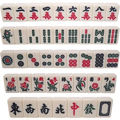 HIZLJJ Chinese Travel Mahjong Set with Case, Mini Melamine Mahjong for Family Party/Dormitory Party Game