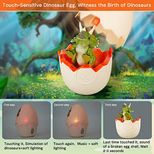 Load image into Gallery viewer, Easter Dinosaur Egg Dinosaur Hatching Eggs Jurassic Dinosaur Eggs with Realistic Dinosaur Action Figure Dino with Sound and LED Lights Touch Control Kid Birthday Educational Triceratops Ages 3+
