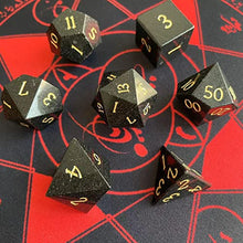 Load image into Gallery viewer, Truewon Stone Dice , Set of 7 Handmade Dice for RPG ,DND Made by Natural Gemstones. (Basalt)
