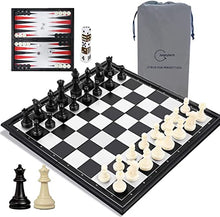 Load image into Gallery viewer, Magnetic Chess Set for Kids and Adults, 13 inch 3 in 1 Chess Checkers Backgammon Travel Portable Folding Sets, Gift Children Board Game with Extra Queen
