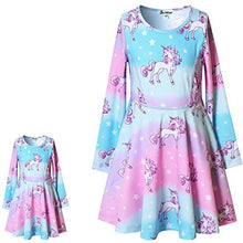 Load image into Gallery viewer, American Doll &amp; Girl Matching Dresses Star Unicorn Outfits, Size 8 9
