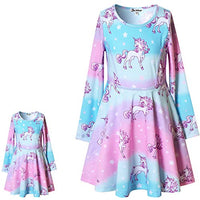 American Doll & Girl Matching Dresses Star Unicorn Outfits, Size 8 9