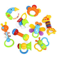 Baby Toys Rattles Teether and Shakers 9 PCS, Baby Newborn Gift Set for Hand Development Early Educational Toys for 0+, 3, 6, 9, 12 Month Newborn Baby, Toddler