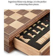 Load image into Gallery viewer, MQH Travel Chess Wooden Chess, High-end Chess Set/Checkers Set 2in1, 15inch, with Storage Drawer, Suitable for Children, Adults, Travel, Large Board Game
