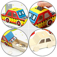 Load image into Gallery viewer, EXCEART 3pcs Unfinished Wood Car Piggy Bank Blank Money Saving Box Coin Box Change Container Jar 3D Puzzle Toys for Kids Painting DIY Craft Gift Decoration
