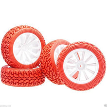 Load image into Gallery viewer, 4Pcs RC 602-8019 Red Rally Tires Tyre Wheel Rim For HSP 1:10 On-Road Rally Car
