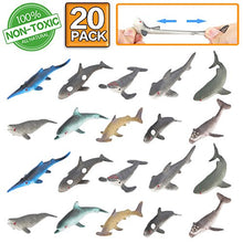Load image into Gallery viewer, ValeforToy Shark Toy Figure, 20 Pack Rubber Bath Toy Set,Food Grade Material TPR Super Stretchy, Ocean Sea Animal Squishy Floating Bathtub Toy Party Favors,Realistic Shark Dolphin Whale Figure
