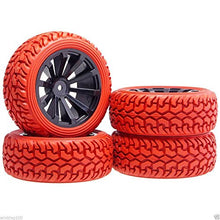 Load image into Gallery viewer, 4pcs RC 601-8019 Red Rally Tires Tyre Wheel Rim For HSP 1:10 On-Road Rally Car
