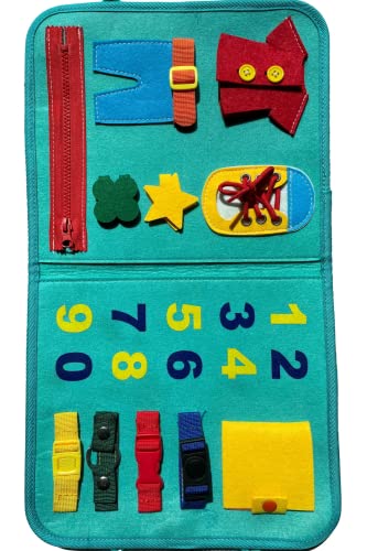 Toddler Busy Board Helps Develop Fine Motor Skills and Learn to Dress, Sensory Board for Ages 1 2 3 4 Years Old - Educational Montessori Toy Ideal for Travel