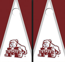 Load image into Gallery viewer, Mississippi State University Bulldog White and Maroon Matching Triangle Themed Cornhole Boards

