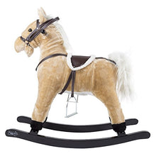 Load image into Gallery viewer, Rocking Horse Plush Animal on Wooden Rockers with Sounds, Stirrups, Saddle &amp; Reins, Ride on Toy, Toddlers to 4 Years Old by Happy Trails - Brown
