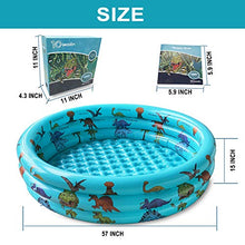 Load image into Gallery viewer, Dinosaur Inflatable Pool for Kids, Dino Kiddie Swimming Pool, Blow Up 3 Rings Round Baby Padding Pool for Outside and Indoor, Toddler Pool Ball Pit/Fishing/Toys Play Center for Garden- 57x15
