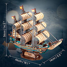 Load image into Gallery viewer, HUOQB LED The Spanish Armada Ship 3D Puzzles Vintage Modern Style Sailing Ship Model Kits,DIY Assemble Toy,Model Kit Desk Decor Sailboat Vesselfor Adults and Kids 146 Pieces
