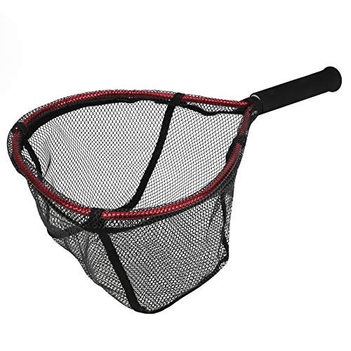 LZKW Handheld Fishing Landing Net, Trout Net Aluminium Alloy Fishing Mesh Trap Fishing Net, for Releasing Catching Keeping Lures(red)