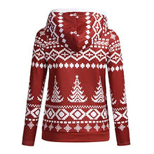 Load image into Gallery viewer, ZEFOTIM Christmas Women Dots Elk Snowflake Zipper Tops Hooded Sweatshirt Pullover Blouse(Large,Red)
