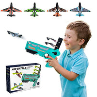 KLQQLK Airplane Launcher Toy Bubble Catapult Airplane Toy ,One-Click Ejection Model Foam Airplane,with 4 Pcs Glider Airplane Launcher,Gifts for 6 7 8 9 10 Year Old Boy,Outdoor Sport Toys (Blue)
