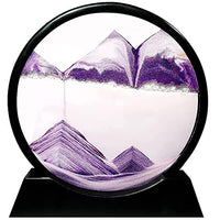 Muyan Moving Sand Art Picture Sandscapes in Motion Round Glass 3D Deep Sea Sand Art for Adult Kid Large Desktop Art Toys (Purple, 7 Inch)