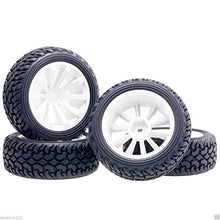 Load image into Gallery viewer, 4Pcs RC 602-8019 Rally Tires Tyre White Wheel Rim For HSP 1:10 On-Road Rally Car
