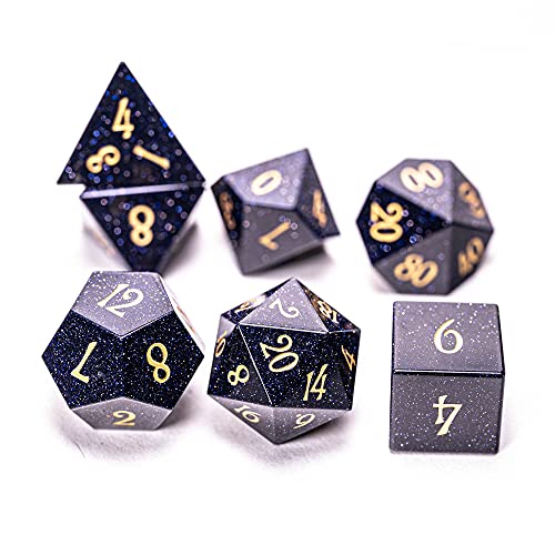 DND Dice Set Polyhedral Dice Set DND Dungeons and Dragons Gemstone Blue Sandstone Dice RPG MTG URWizards