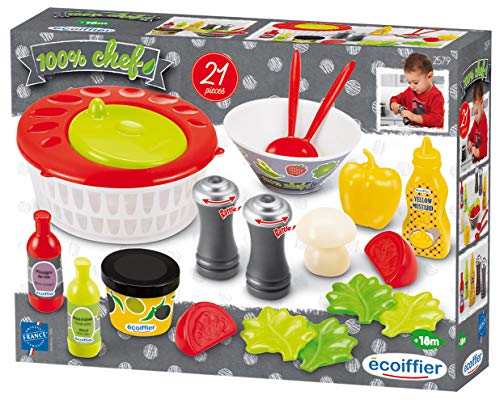 Jouets Ecoiffier 2579 Composed Salad Spinner and Vegetable Accessory Set for Ages 18 Months and Above Made in France