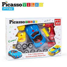 Load image into Gallery viewer, PicassoTiles Take-A-Part Race Car Set with LED, Engine Sound, Mini Electric Power Tool Reversible Drill, Screws Included PTT302 2-in-1 DIY Construction Build Your Own 30pc Racing Car S.T.E.A.M. Kit
