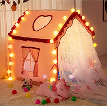 Load image into Gallery viewer, Pink Girls Tents Indoor Playhouses with LED Star Lights,Girl Tent Playhouse Cottage Tent House for Kids for Girls Boys,120x90x125cm
