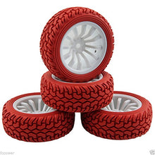Load image into Gallery viewer, RC 712-8019 Red Tires &amp; Wheel Rims Offset:6mm For HSP 1:10 On-Road Rally Car
