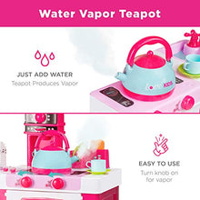 Load image into Gallery viewer, Best Choice Products Pretend Play Kitchen Toy Set for Kids with Water Vapor Teapot, 34 Accessories, Sounds, Realistic Design, Utensils, Oven, Food, Sink - Pink
