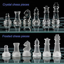 Load image into Gallery viewer, LANGWEI Glass Chess Sets for Adults, Classic Family Board Game with Frosted and Clear Pieces|Decoration Gift Style Tournament Chess Sets Competitive Educational Toys,7.8 * 7.8in
