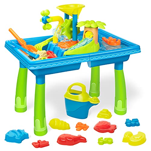 UNIH Water Table for Toddlers Outdoor Toys for Toddlers Age 2-4, Sand Table Toddler Outside Toys Play Activity Table Sandbox Toys for 2 3 4 Year Old Boys Girls