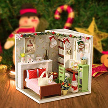 Load image into Gallery viewer, Amosfun Christmas Wooden Dollhouse Miniatures DIY House Kit Model Building Sets

