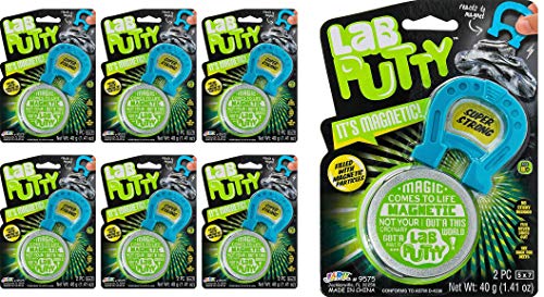 JA-RU Lab Putty Magnetic Slime w/ Magnet (6 Slime Putty) Stretchy Fluffy Slime for Kids & Adults. Stress Relief Fidget Slime Putty Toys. Best Thinking Educational Putty. Party Favor Pack 9575-6p