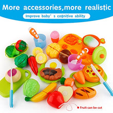 Load image into Gallery viewer, Sotodik 31PCS Cutting Toys Shopping Cart Toys Pretend Food Fruits Vegetable Playset Educational Learning Toy Kitchen Play Food for Boy Girl Kid (Red)
