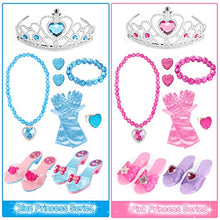 Load image into Gallery viewer, Meland Princess Dress Up Shoes and Jewelry Boutique - 4 Pairs of Play Shoes and Pretend Jewelry Toys Princess Accessories Play Gift Set for Toddlers Little Girls Aged 3,4,5,6 Years Old
