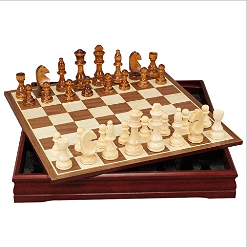 FEANG Chess Set Birch Travel Chess Set Handmade International Chess Wooden Entertainment Game Chess Set with Storage for Birthday Gift Chess Pieces (Size : Medium-30cm)