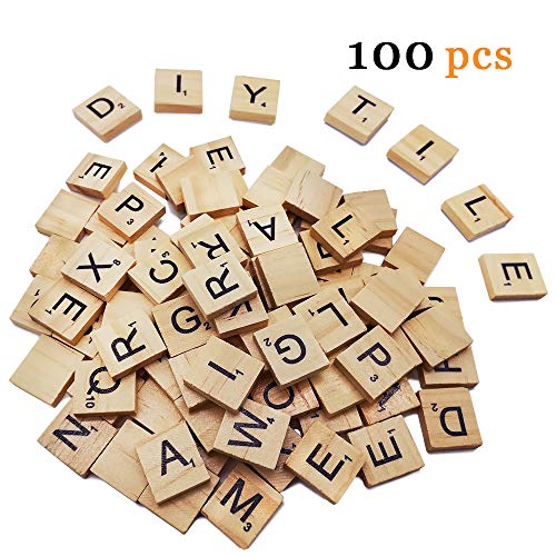 100pc Scrabble Letters for Crafts - Wood Scrabble Tiles-DIY Wood Gift Decoration - Making Alphabet Coasters and Scrabble Crossword Game