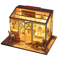 WYD Food and Play Shop Series Dollhouse Kit,Assembled Toy Houses with Funiture Model Kits for Sushi Shop/Ice Cream Shops/ Dessert Shop 3D Creative Birthday New Year DIY Gift Present (Ice Cream Shop)