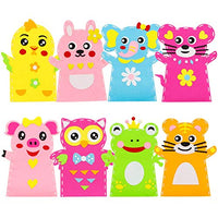 8Pcs DIY Hand Puppet Craft Kit for Girls and Boys Non-Woven Fabric Handmade Cartoon Animal Toy Hand Puppet