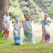 Load image into Gallery viewer, 6 Pieces Sack Race Jumping Bags 40 x 24 Inches Easter Potato Sacks and 6 Pieces Easter Rabbit Ear Headbands for Easter Theme Party Favor Supplies
