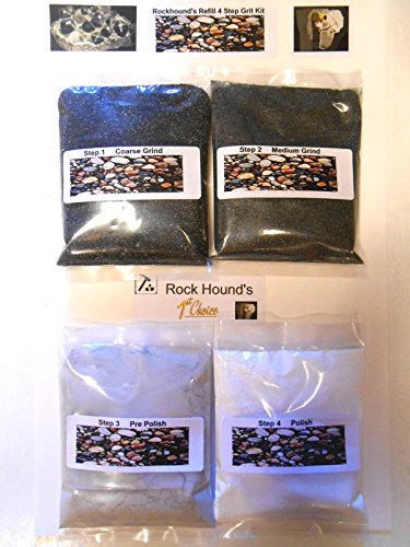Rockhound's 1st Choice Rock Tumbler Refill Grit Kit Polishes 3 Lbs of Rocks.