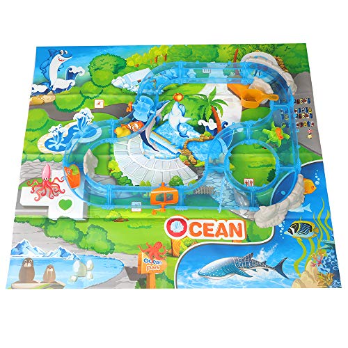 COLOR TREE Water Fun Game 69Pcs Ocean Track Children's Playground Parenting Fishing Game - Summer Water Game Toddler Education Teaching and Learning of Ocean Sea Animals