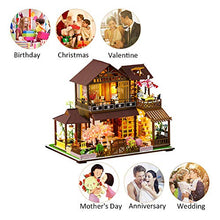 Load image into Gallery viewer, ZQWE Japanese Style 3D Wooden Dollhouse Kit with Furniture DIY Assembled Toy House Retro Villa Kit Creative Cute Holiday Birthday with Dust Cover
