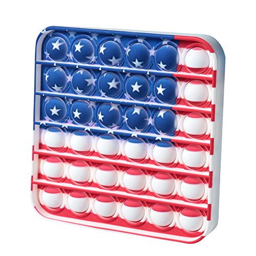 Gmajdar Push Pop Bubble Fidget Sensory Toy Silicone Stress Reliever Toy for 4th of July Popping Novelty Gift for Kids Adults Anti-Anxiety Tool(Stars and Stripes)
