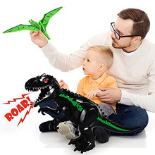 Load image into Gallery viewer, OnliForYu 2 Dinosaur Building Blocks, 1 Large T-Rex with Sound and 1 Mini Pterosaur Jurassic Dino Indominus Rex Toys, Gifts for Boys and Girls Birthday Party, Kids Age 5 7 9 12 Years Old (Black)
