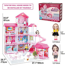 Load image into Gallery viewer, 678 Doll House Kit,Dollhouse with Lights, Slide, Pets and Dolls, DIY Pretend Play Building Playset Toys with Asseccories and Furniture, Princess House for Toddlers, KidsBoy&amp;Girl (11 Rooms)
