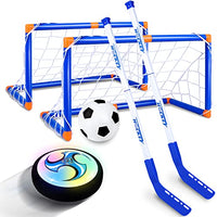 CUKU Kids Toys - Hover Hockey Set with Rechargeable Hover Soccer 2 Goals - Air Power Training Ball Playing Hockey Game - Hockey Toys 3 4 5 6 7 8 9 10 11 12 Year Old Boys Girls Best Gift